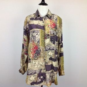 Vintage Jeri Margue Silk Top Womens Oversize Small
